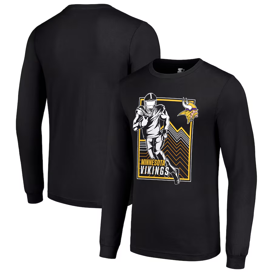 Men Minnesota Vikings black 2024 NFL Long sleeve T Shirts->nfl t-shirts->Sports Accessory
